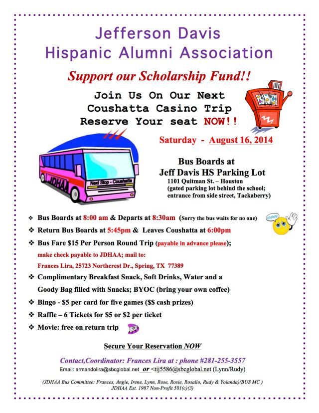 2014 - Jeff Davis Casino Trip Flyer - August 16, 2014