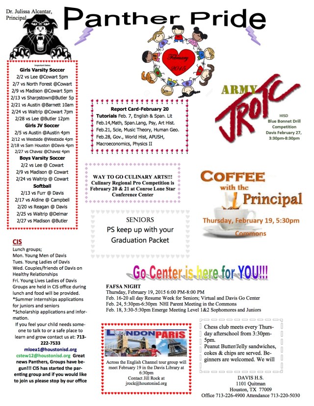 2015 Davis February Newsletter