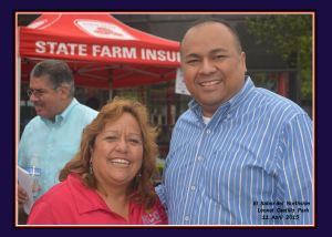 Hugh and HISD Trustee Eva CarltonCadetteReunionSabordelNorthside11April2015 175