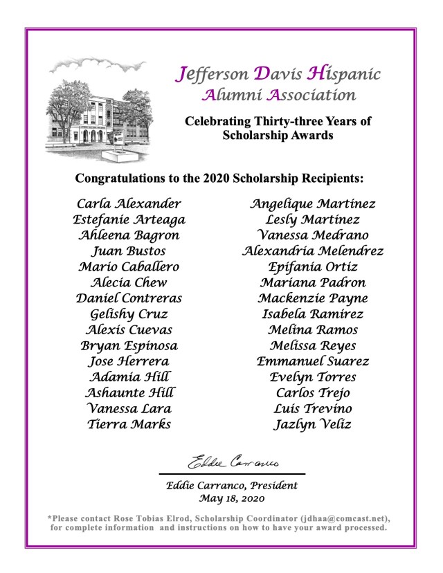 2020 Scholarship Recipients rev May 17